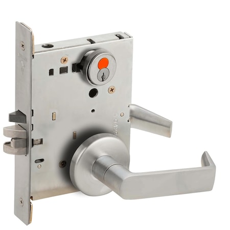 Schlage Grade 1 Storeroom Mortise Lock, Schlage FSIC With Construction Core, 06 Lever, B Rose, Satin Chrome L9080T 06B 626